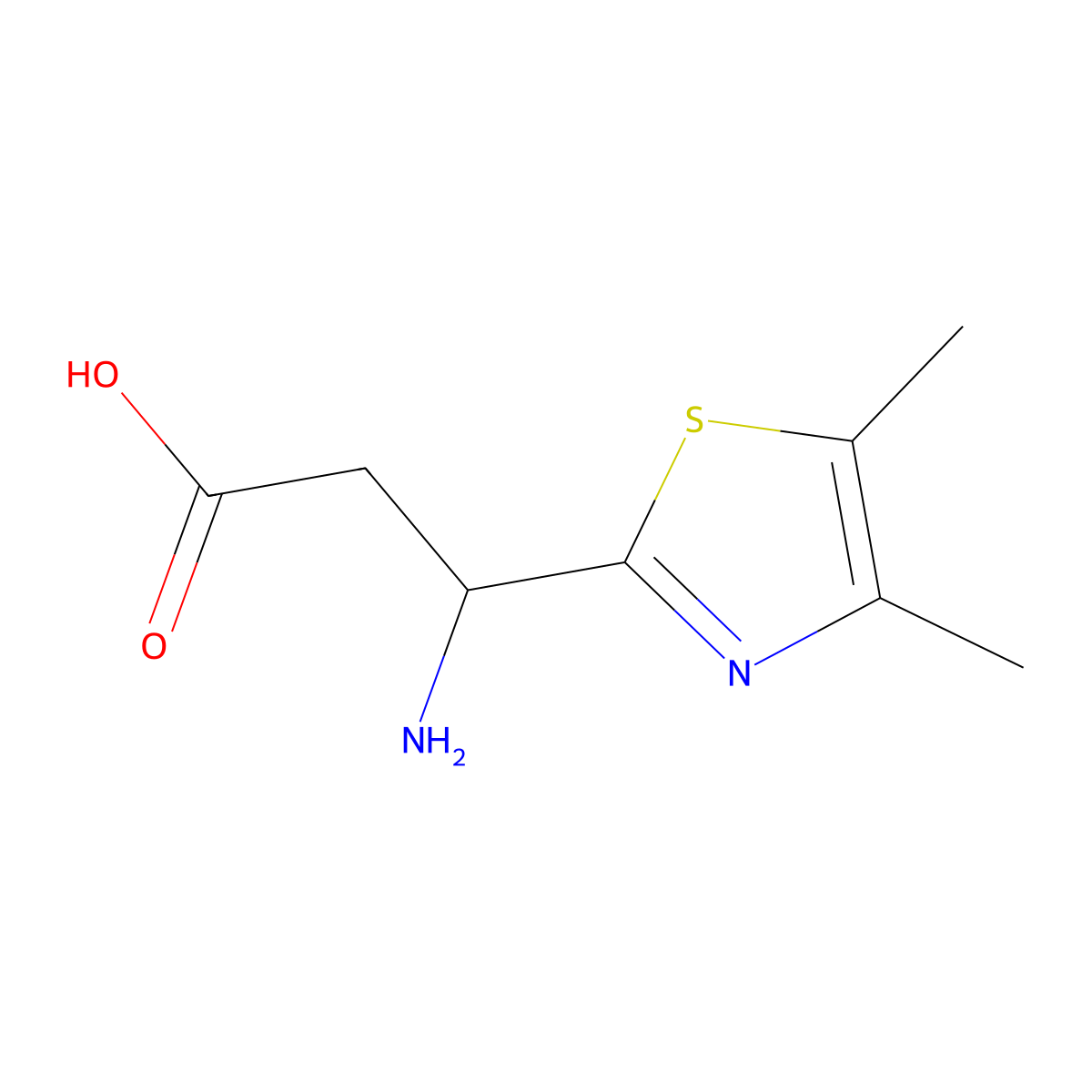 3-Amino-3-(dimethyl-1,3-thiazol-2-YL)propanoic acid molecular structure, CAS 1534864-22-6