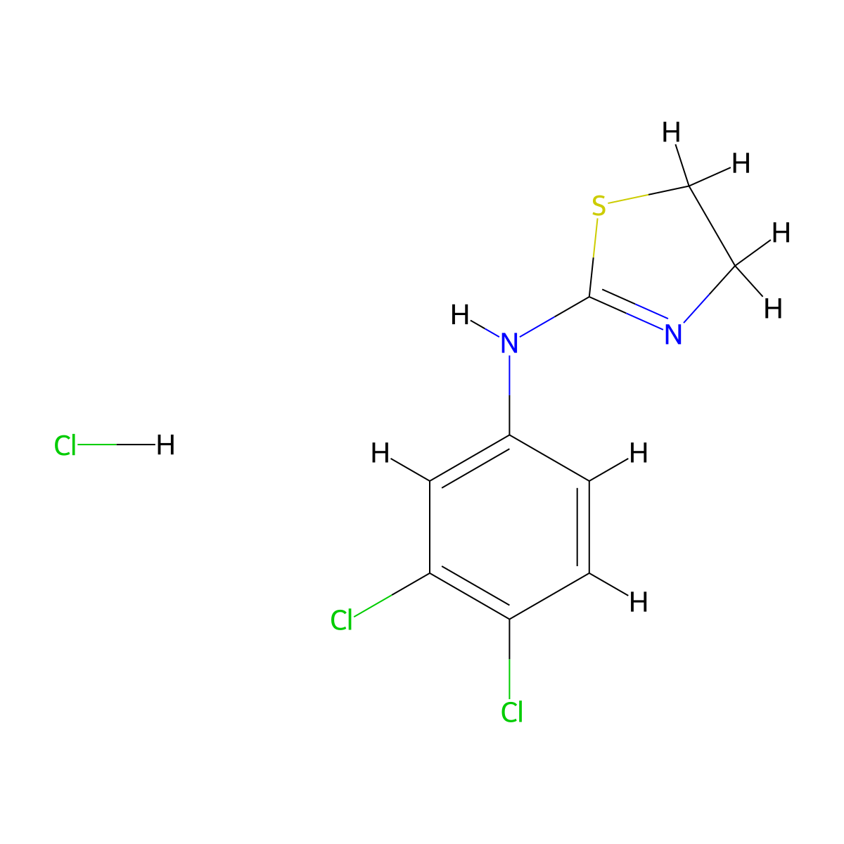(2Z)-N-(3,4-dichlorophenyl)-1,3-thiazolidin-2-imine hydrochloride molecular structure, CAS 153487-70-8