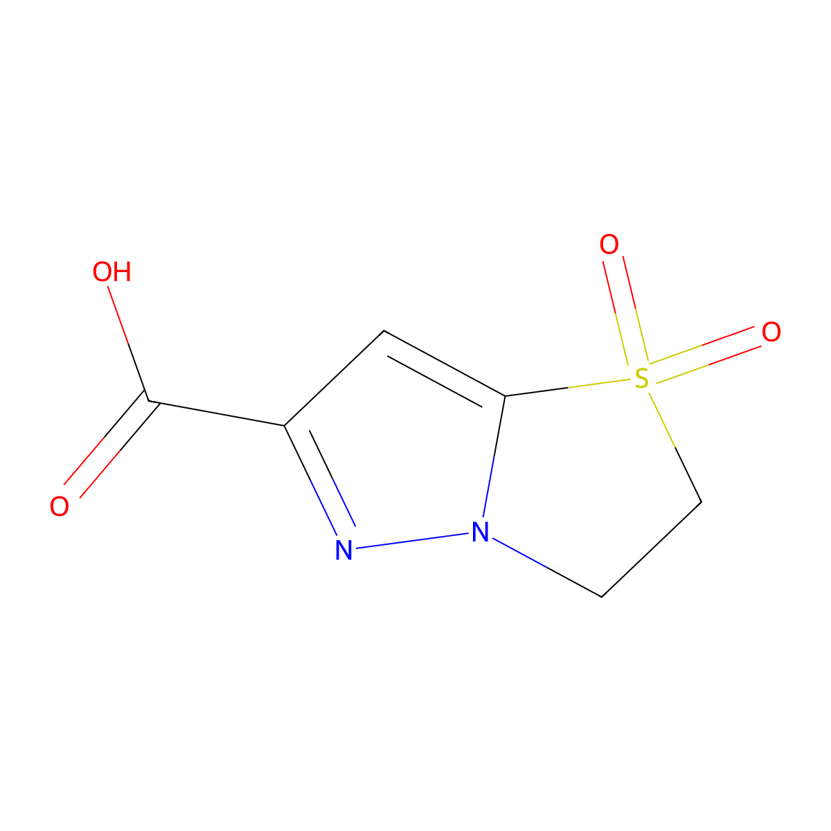1,1-dioxo-2H,3H-1lambda6-pyrazolo[3,2-b][1,3]thiazole-6-carboxylic acid molecular structure, CAS 1534873-68-1
