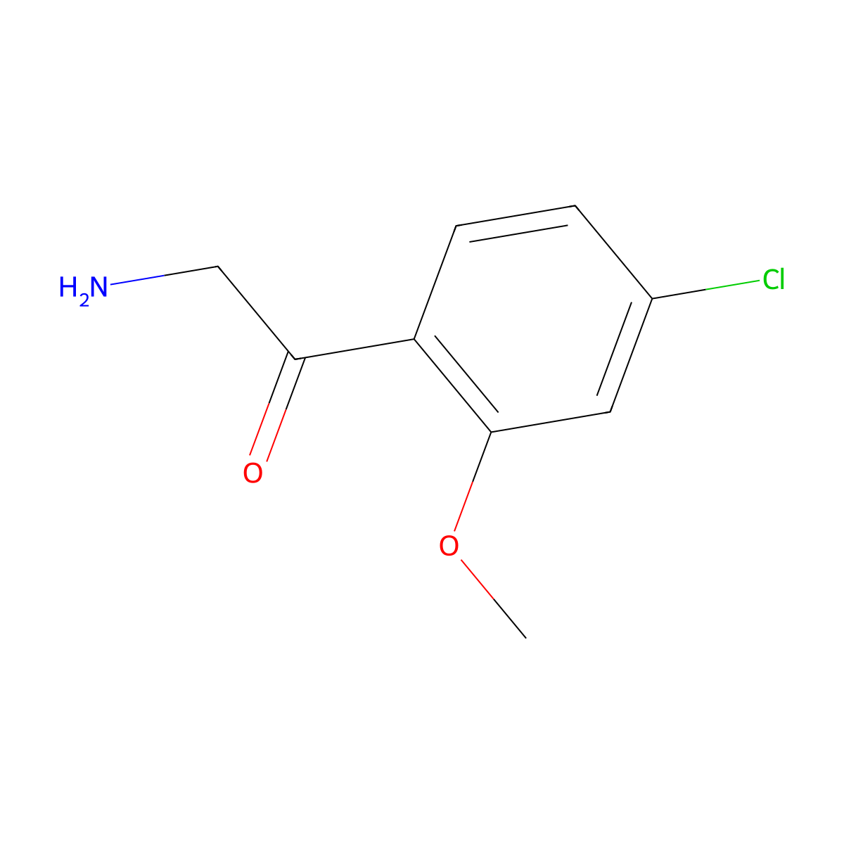 2-Amino-1-(4-chloro-2-methoxyphenyl)ethan-1-one molecular structure, CAS 1534875-06-3