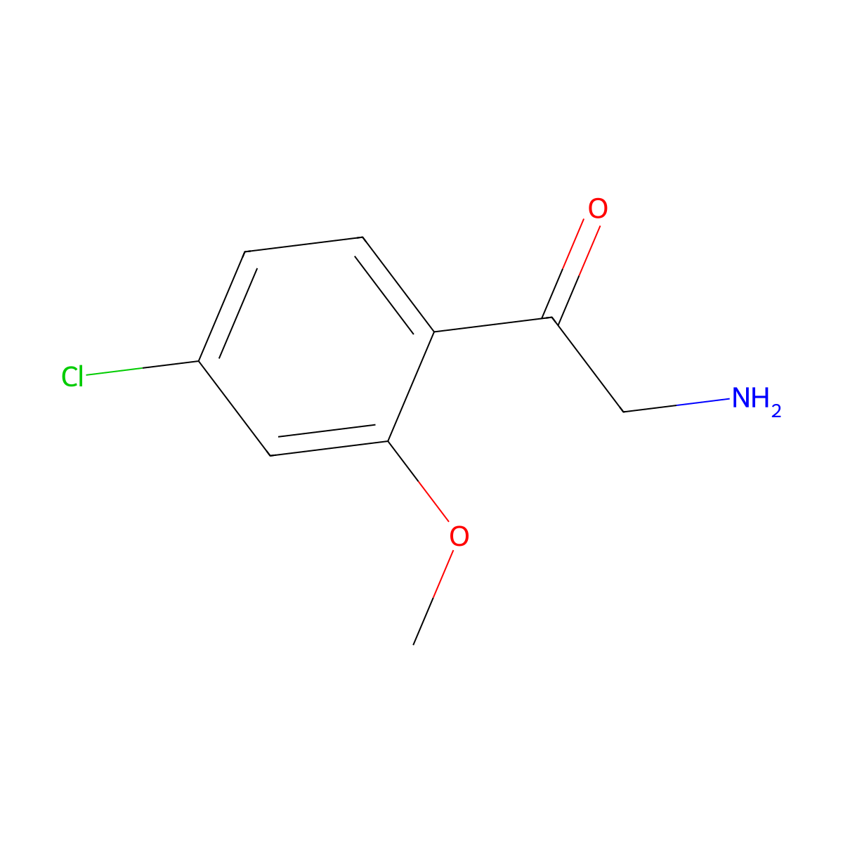 2-Amino-1-(4-chloro-2-methoxyphenyl)ethan-1-one molecular structure, CAS 1534875-06-3