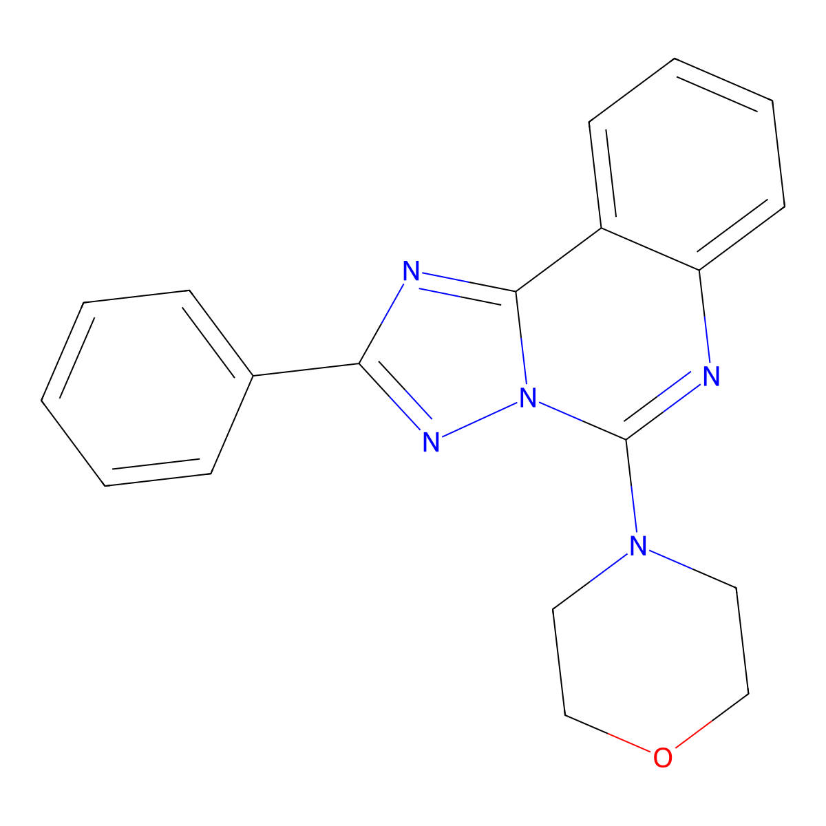 2-Phenyl-5-morpholino[1,2,4]triazolo[1,5-c]quinazoline molecular structure, CAS 153488-39-2