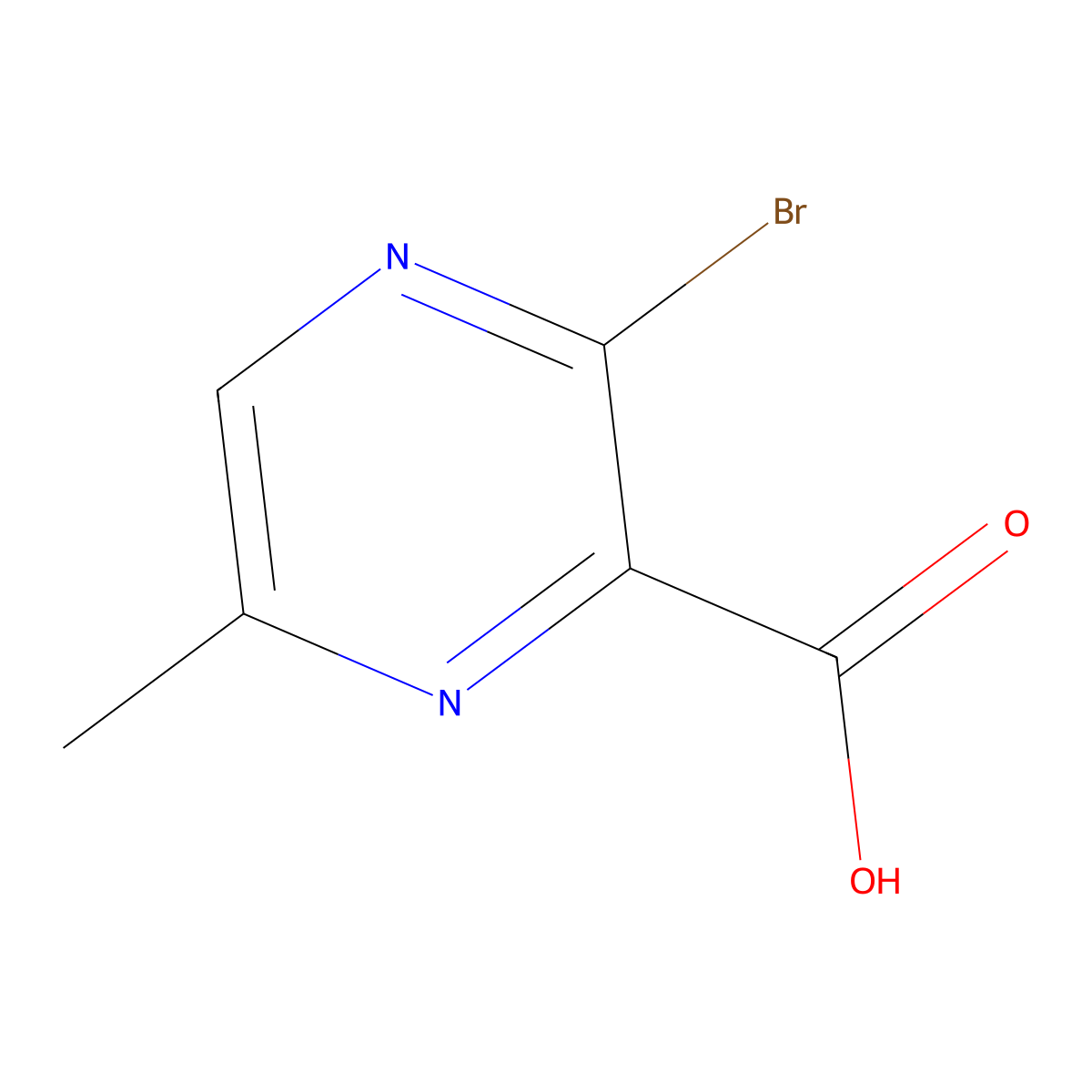 3-Bromo-6-methylpyrazine-2-carboxylic acid molecular structure, CAS 1534889-01-4