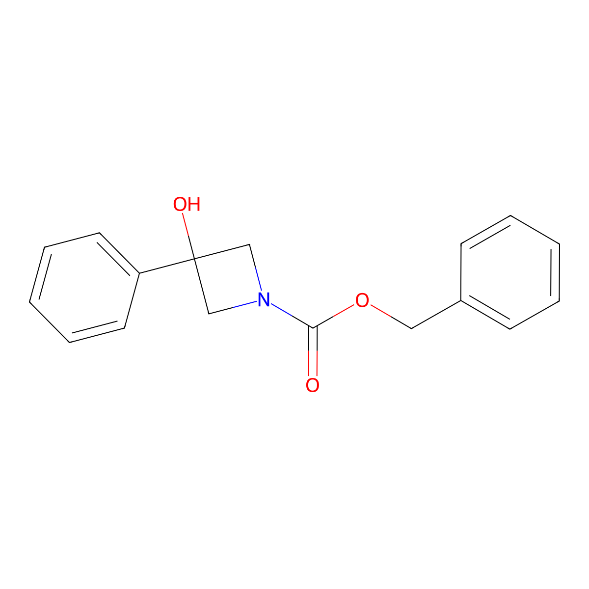 Benzyl 3-hydroxy-3-phenylazetidine-1-carboxylate molecular structure, CAS 153489-23-7
