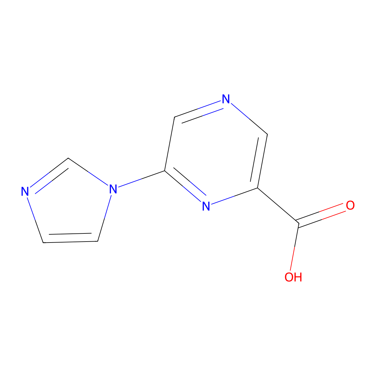 6-(1H-imidazol-1-yl)pyrazine-2-carboxylic acid molecular structure, CAS 1534898-66-2