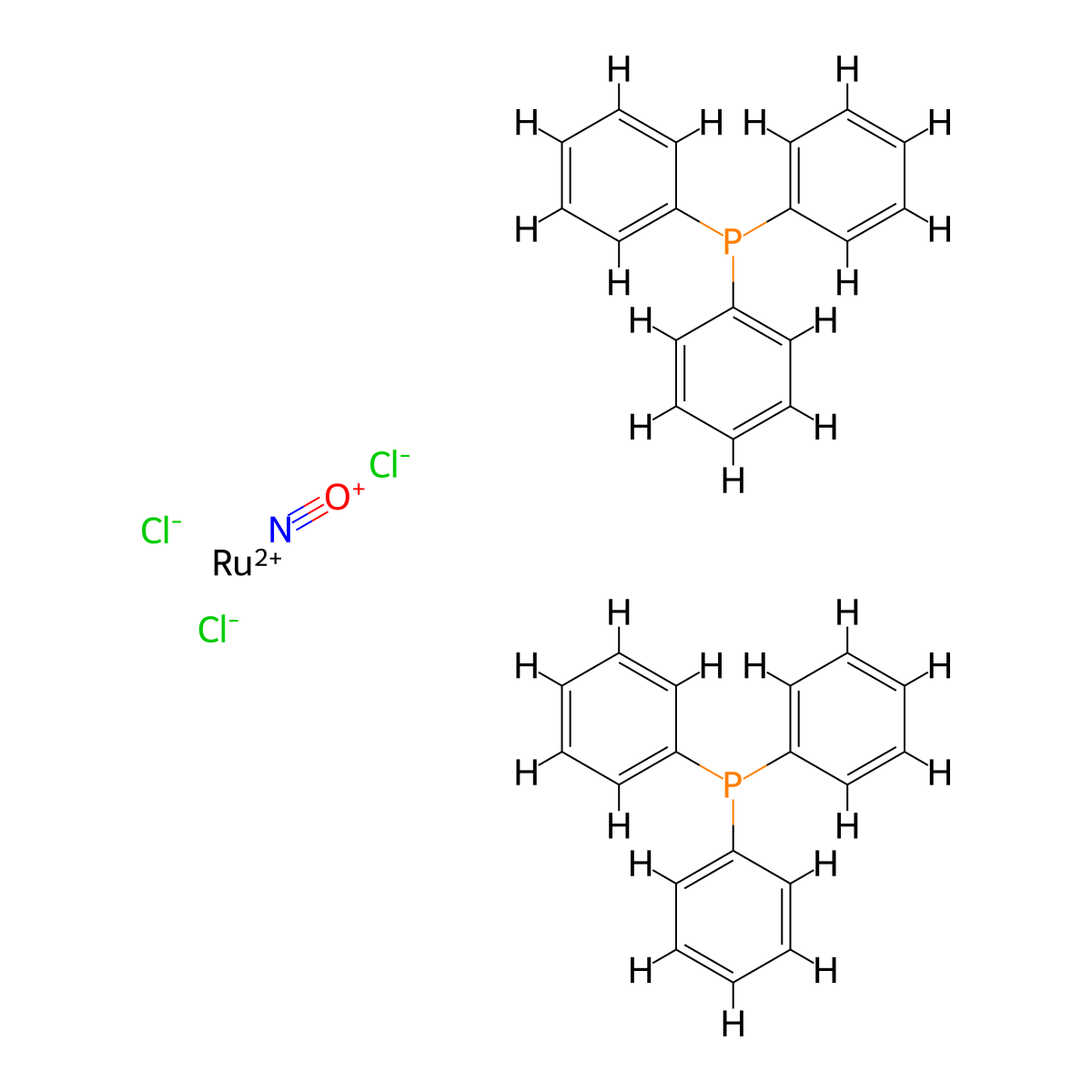 Trichloronitrosylbis(triphenylphosphine)ruthenium molecular structure, CAS 15349-78-7