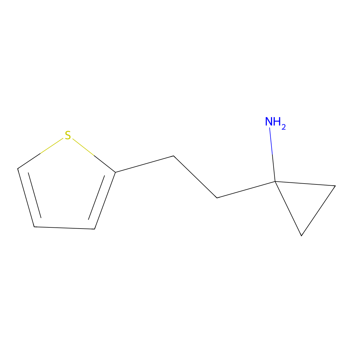1-(2-(Thiophen-2-yl)ethyl)cyclopropan-1-amine molecular structure, CAS 1534956-54-1