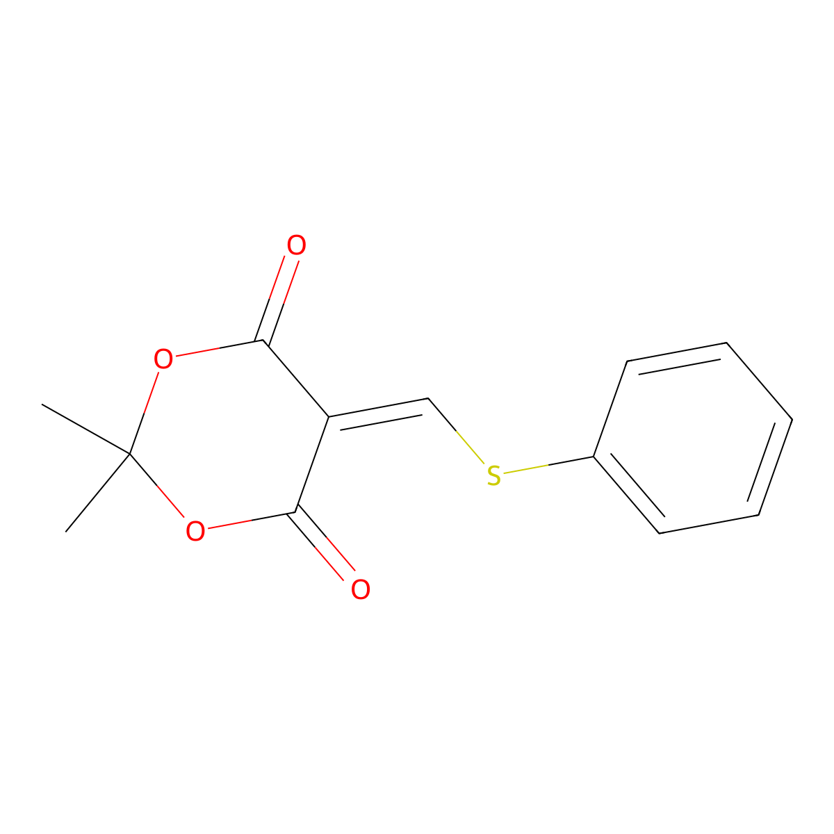 2,2-Dimethyl-5-[(phenylsulfanyl)methylene]-1,3-dioxane-4,6-dione molecular structure, CAS 153498-12-5