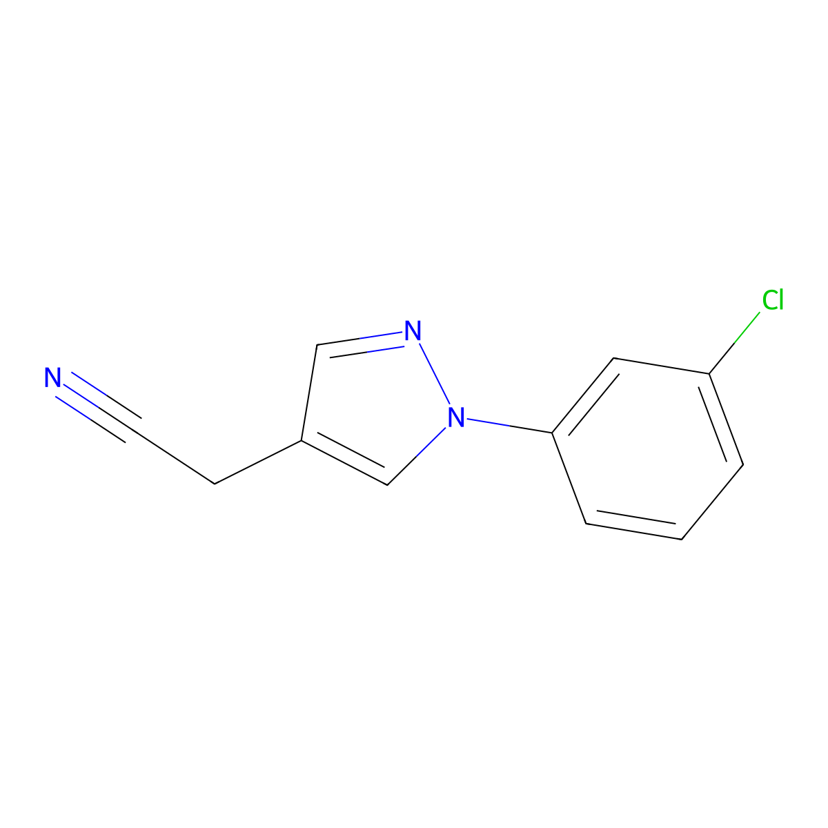 2-[1-(3-chlorophenyl)-1H-pyrazol-4-yl]acetonitrile molecular structure, CAS 1534998-52-1