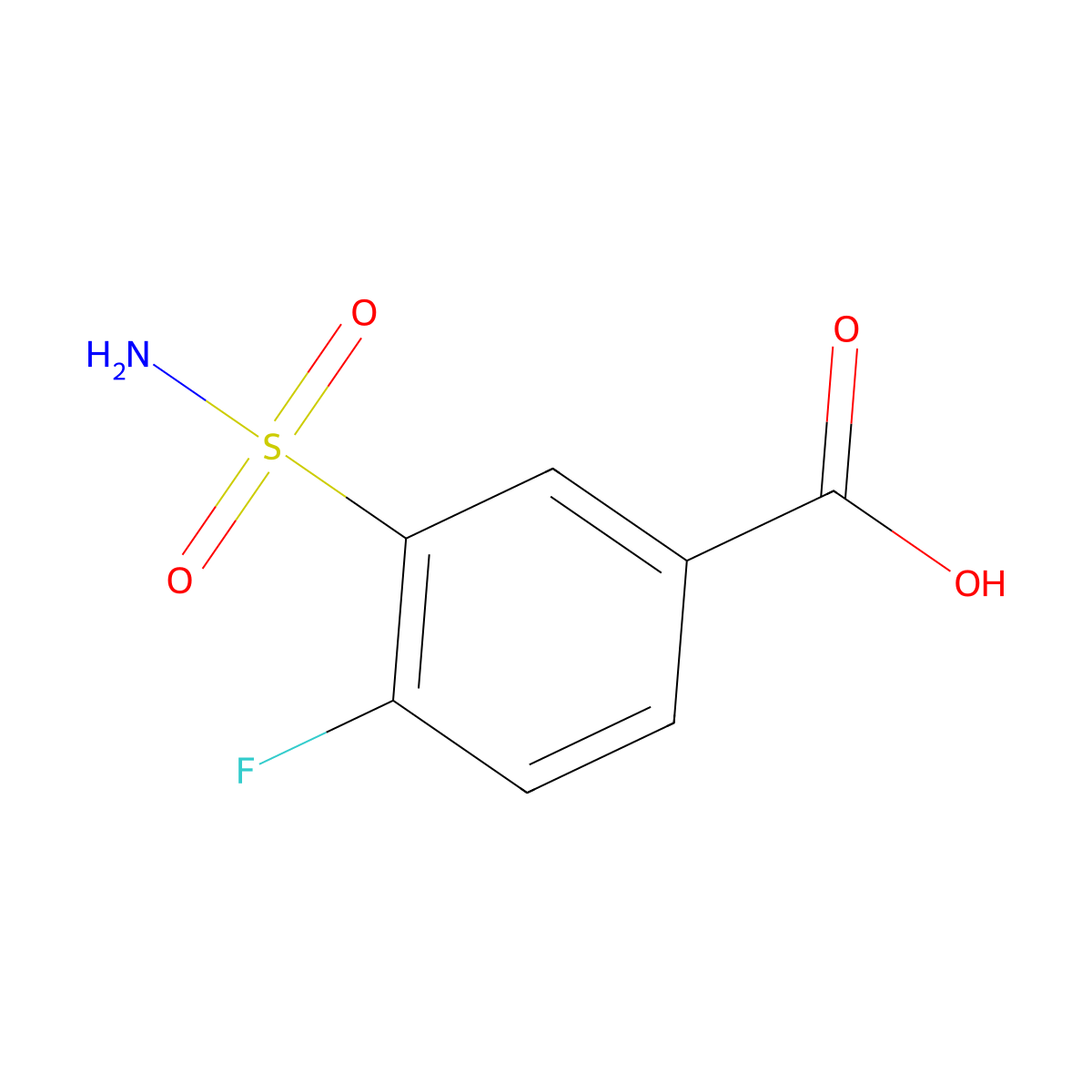 3-(Aminosulfonyl)-4-fluorobenzoic acid molecular structure, CAS 1535-45-1
