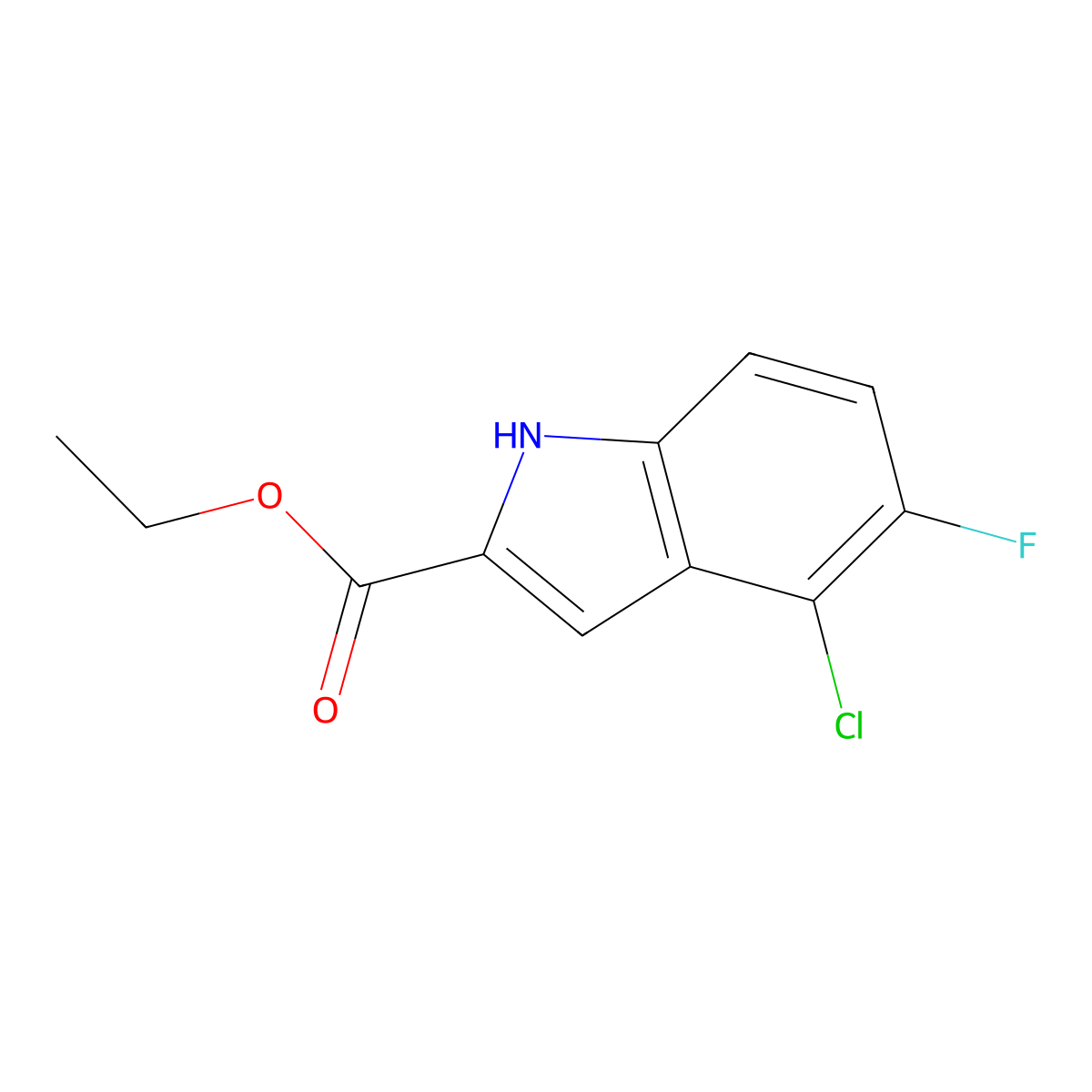 ethyl 4-chloro-5-fluoro-1H-indole-2-carboxylate molecular structure, CAS 153500-78-8