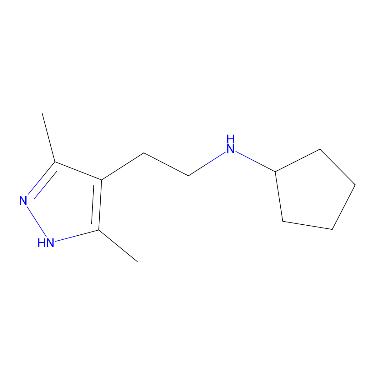 N-[2-(3,5-dimethyl-1H-pyrazol-4-yl)ethyl]cyclopentanamine molecular structure, CAS 153501-69-0