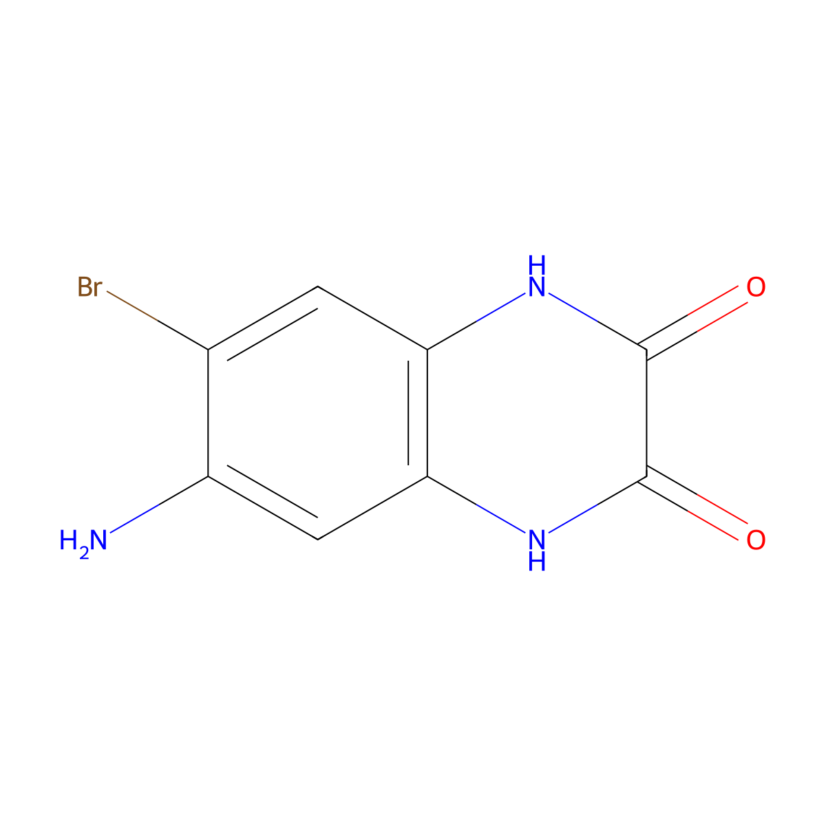 6-Amino-7-bromo-1,4-dihydro-2,3-quinoxalinedione molecular structure, CAS 153505-23-8