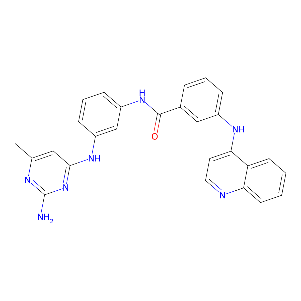 N-(3-(2-Amino-6-methylpyrimidin-4-ylamino)phenyl)-3-(quinolin-4-ylamino)benzamide molecular structure, CAS 1535187-91-7