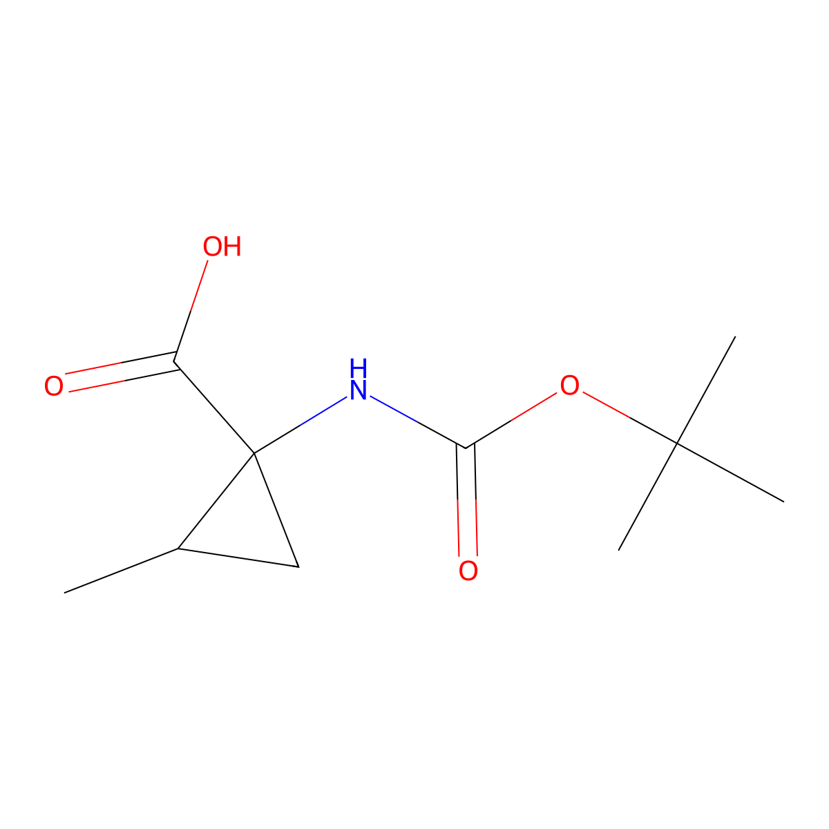 rac-(1R,2R)-1-{[(tert-butoxy)carbonyl]amino}-2-methylcyclopropane-1-carboxylic acid molecular structure, CAS 1535210-05-9