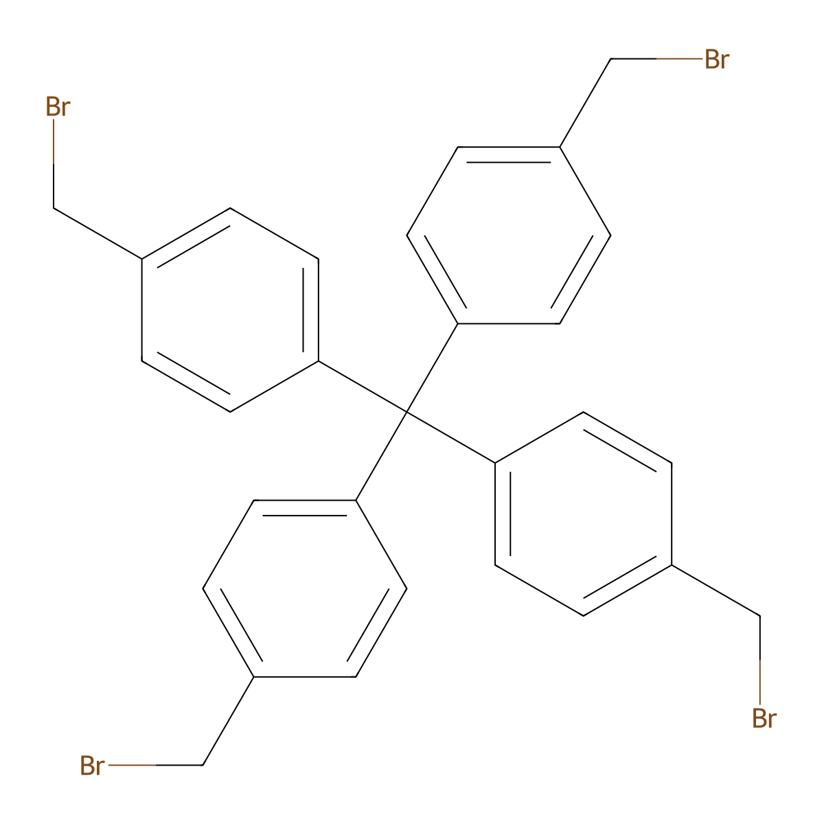 Tetrakis(4-(bromomethyl)phenyl)methane molecular structure, CAS 1535222-54-8