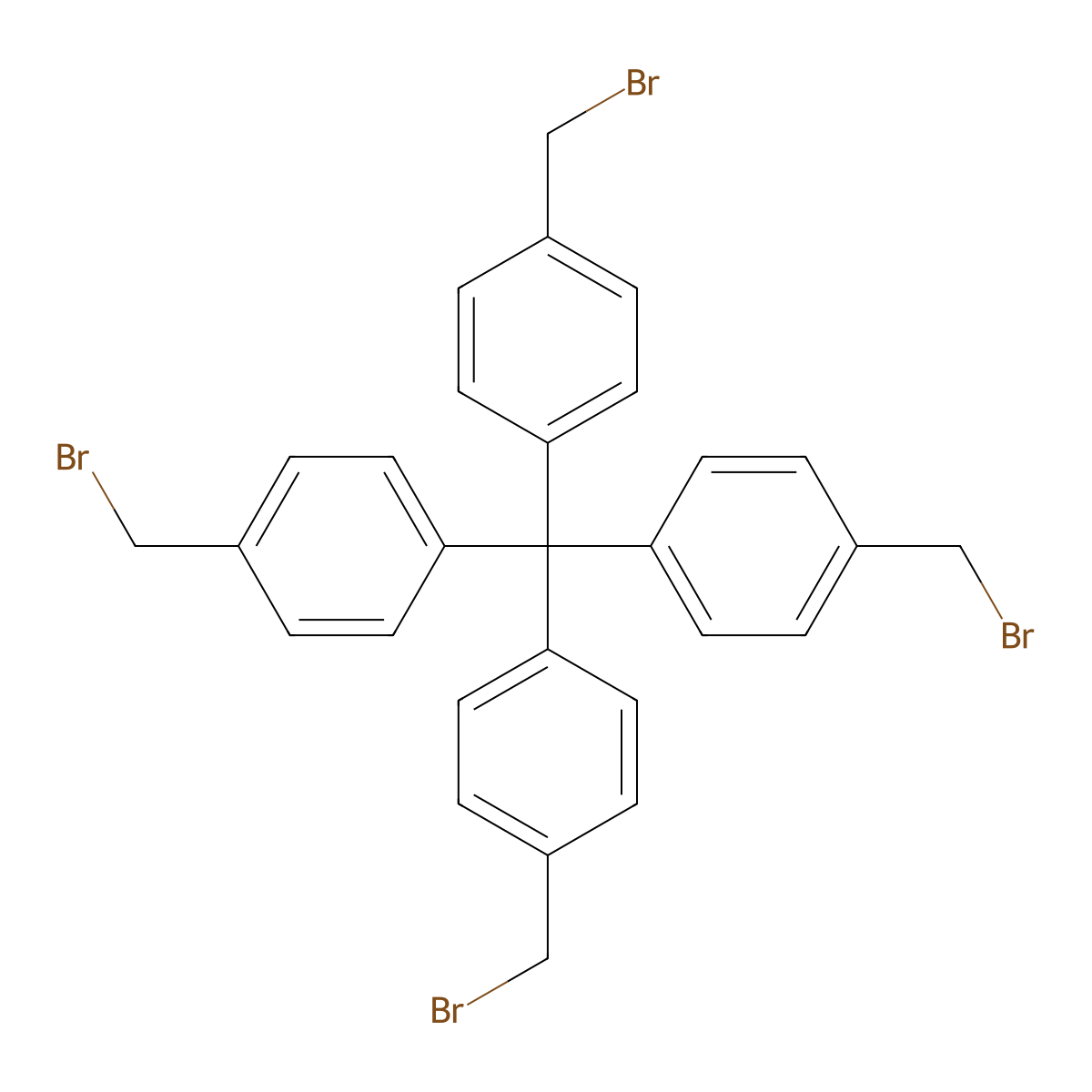Tetrakis(4-(bromomethyl)phenyl)methane molecular structure, CAS 1535222-54-8