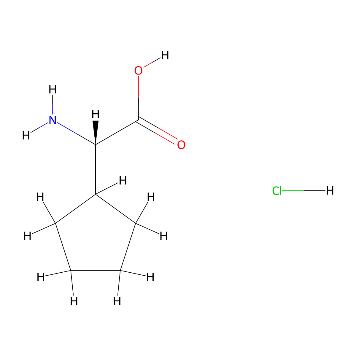 (2S)-2-amino-2-cyclopentylacetic acid hydrochloride molecular structure, CAS 1535224-34-0