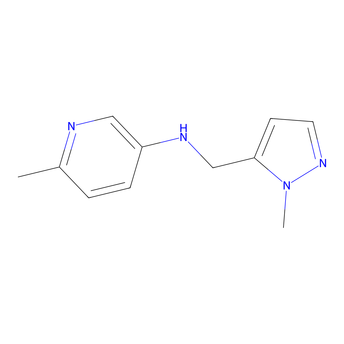 6-Methyl-N-[(1-methyl-1H-pyrazol-5-yl)methyl]pyridin-3-amine molecular structure, CAS 1535288-06-2