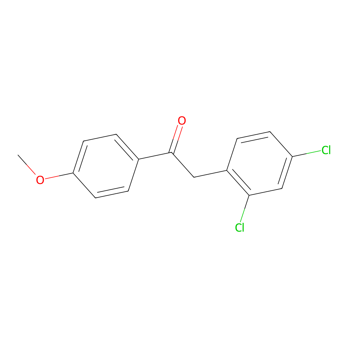 2-(2,4-Dichlorophenyl)-1-(4-methoxyphenyl)ethanone molecular structure, CAS 153529-19-2
