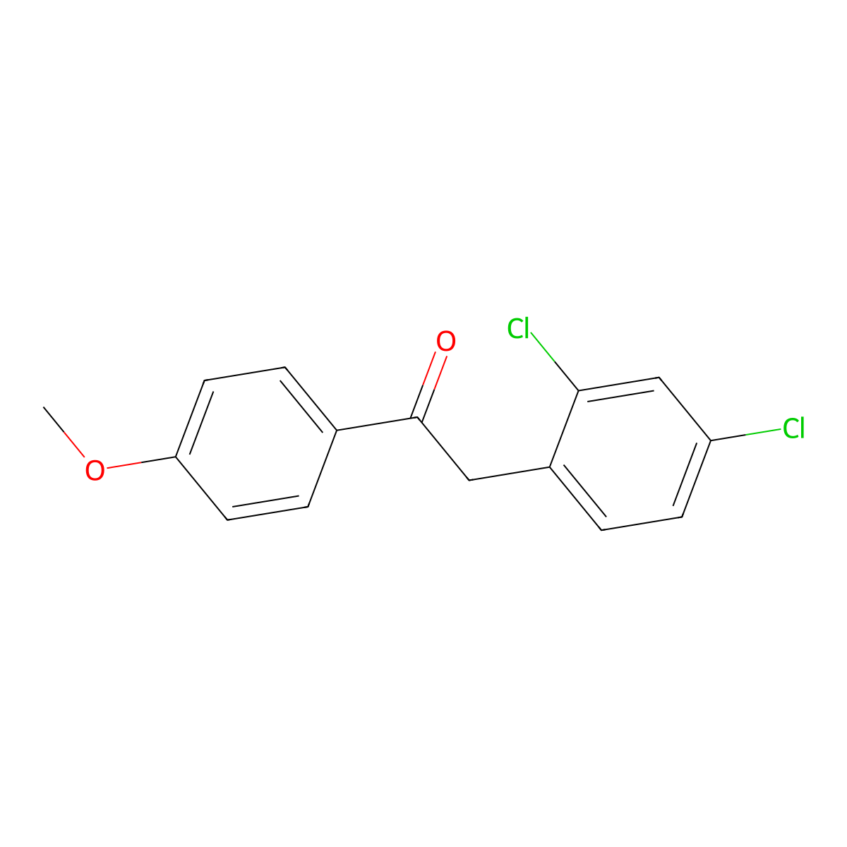 2-(2,4-Dichlorophenyl)-1-(4-methoxyphenyl)ethanone molecular structure, CAS 153529-19-2