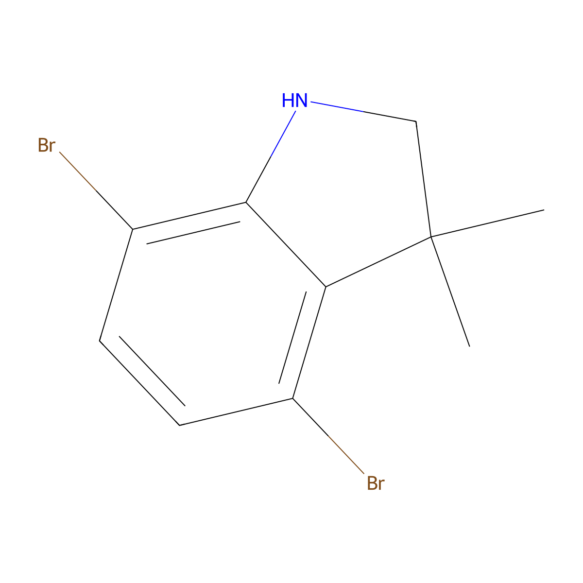 4,7-dibromo-3,3-dimethyl-2,3-dihydro-1H-indole molecular structure, CAS 1535325-22-4