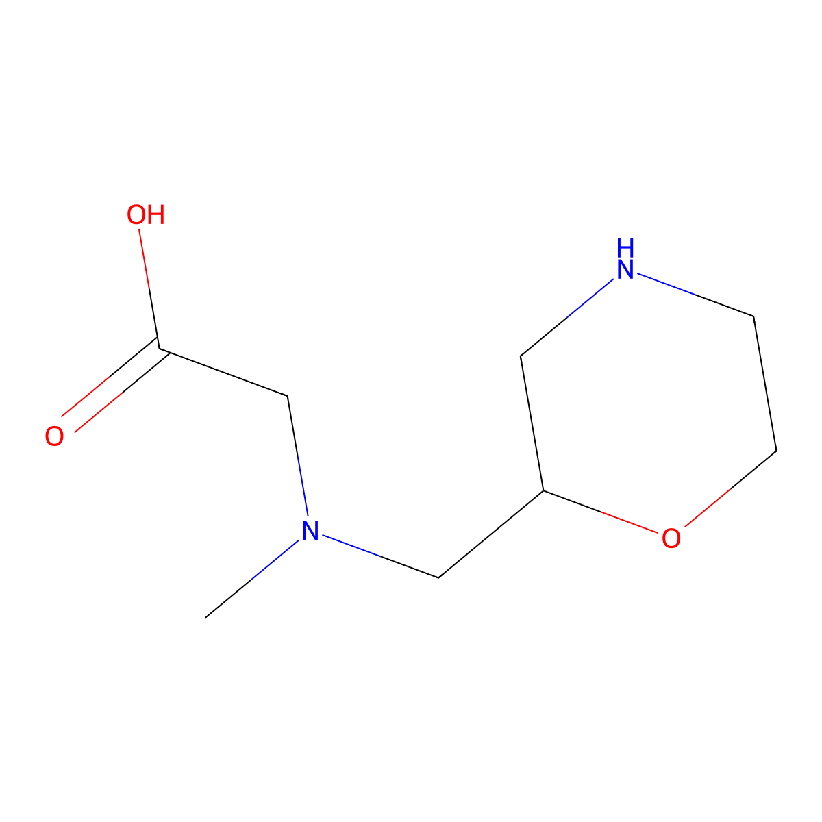 2-{Methyl[(morpholin-2-yl)methyl]amino}acetic acid molecular structure, CAS 1535347-90-0