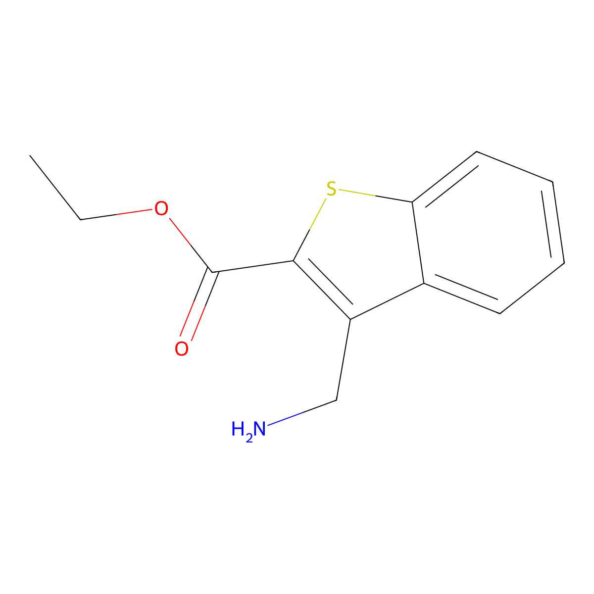 Ethyl 3-(aminomethyl)-1-benzothiophene-2-carboxylate molecular structure, CAS 1535353-90-2