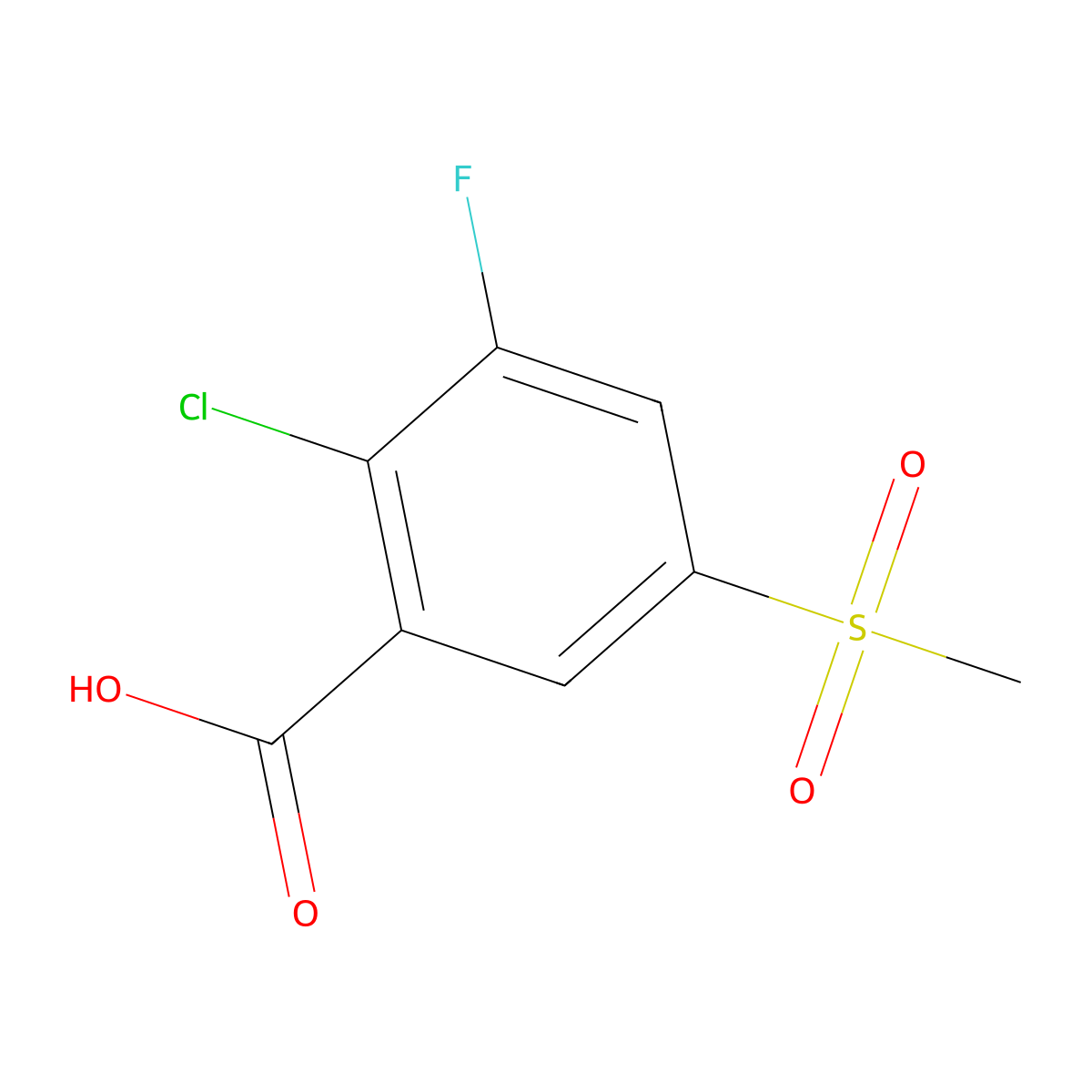 2-Chloro-3-fluoro-5-methanesulfonylbenzoic acid molecular structure, CAS 1535357-68-6