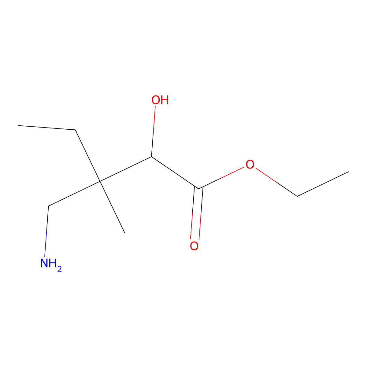 Ethyl 3-(aminomethyl)-2-hydroxy-3-methylpentanoate molecular structure, CAS 1535368-32-1