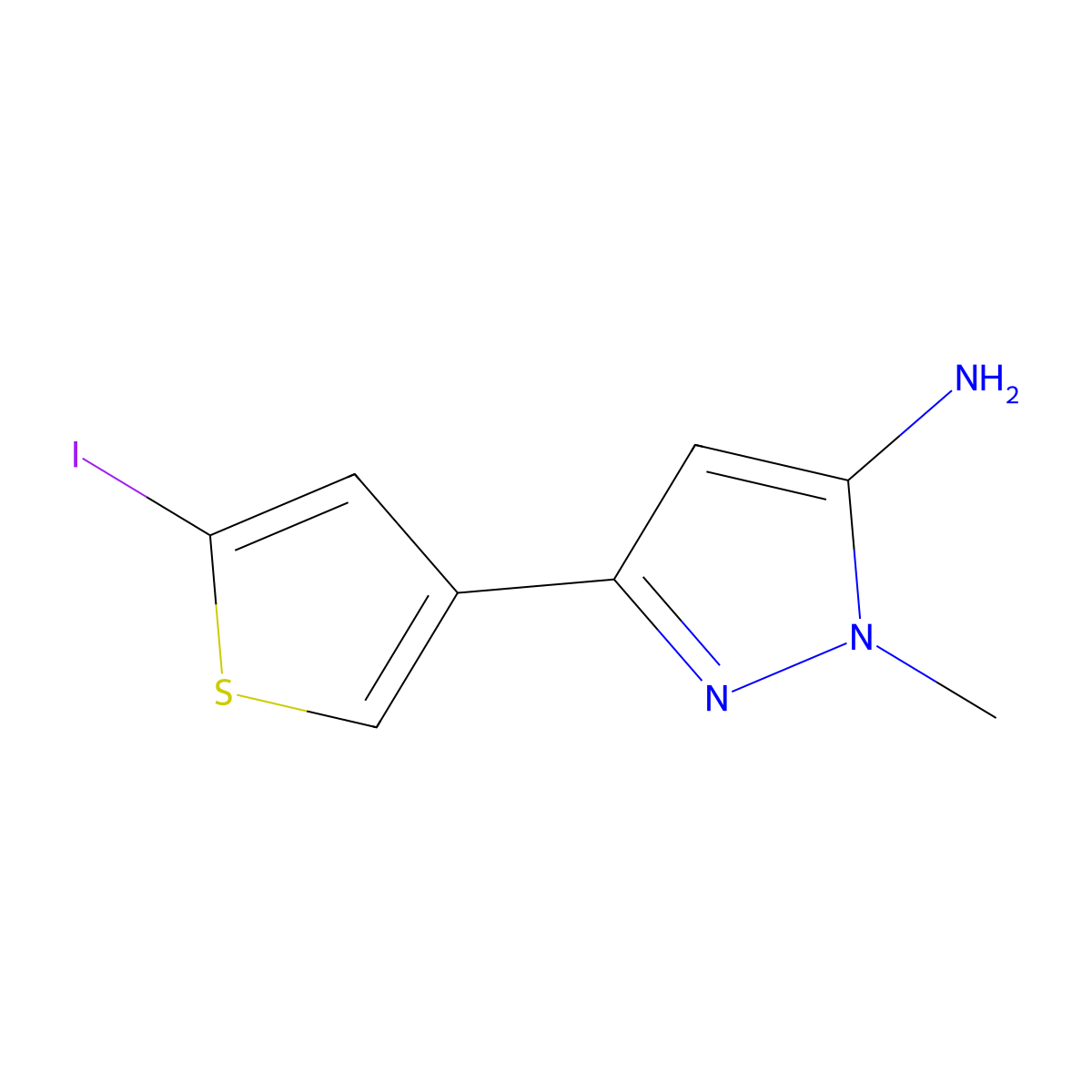 3-(5-Iodothiophen-3-YL)-1-methyl-1H-pyrazol-5-amine molecular structure, CAS 1535369-31-3