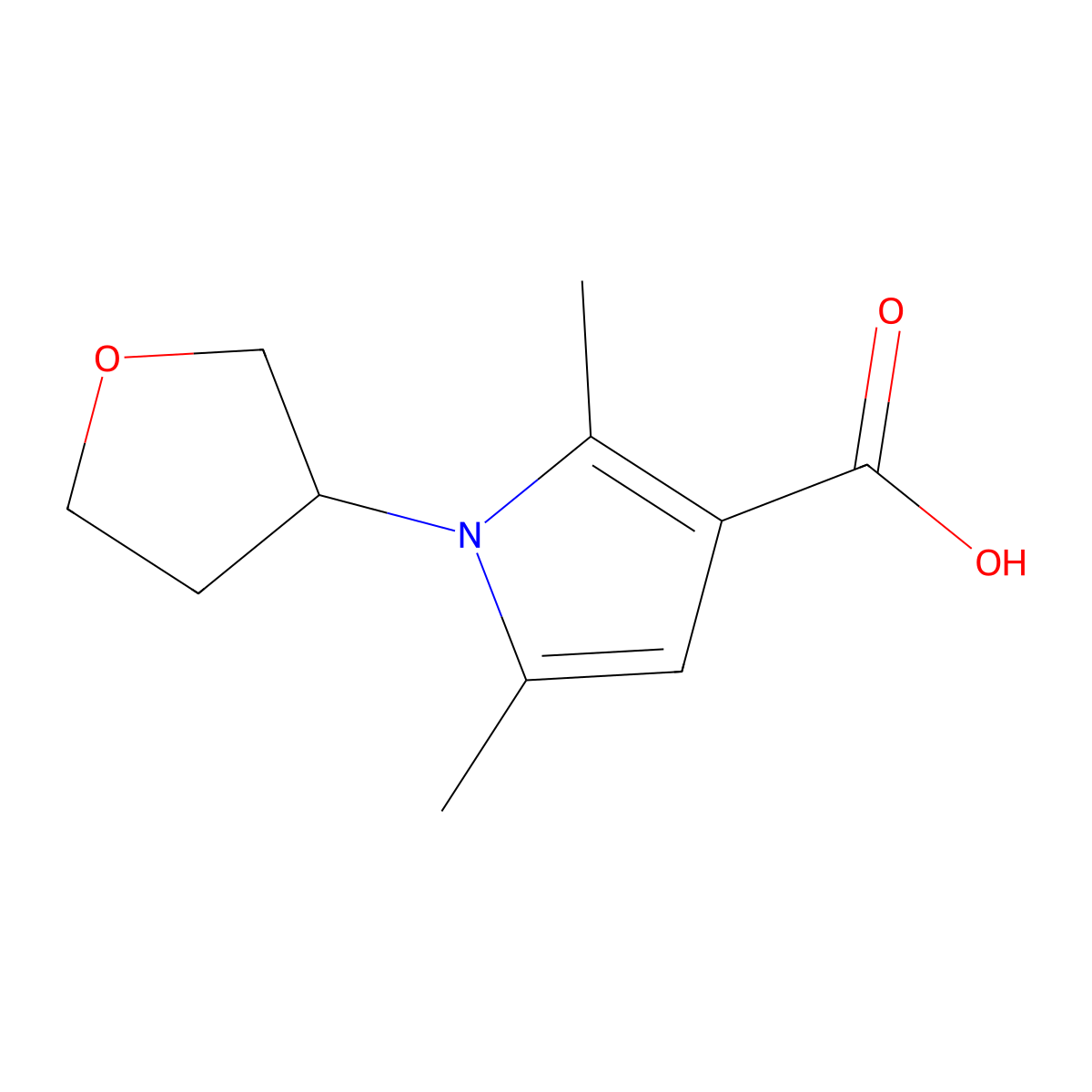 2,5-dimethyl-1-(oxolan-3-yl)-1H-pyrrole-3-carboxylic acid molecular structure, CAS 1535373-68-2