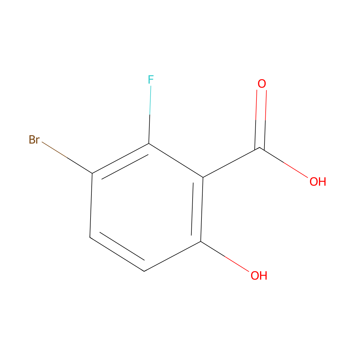 3-Bromo-2-fluoro-6-hydroxybenzoic acid molecular structure, CAS 1535395-64-2
