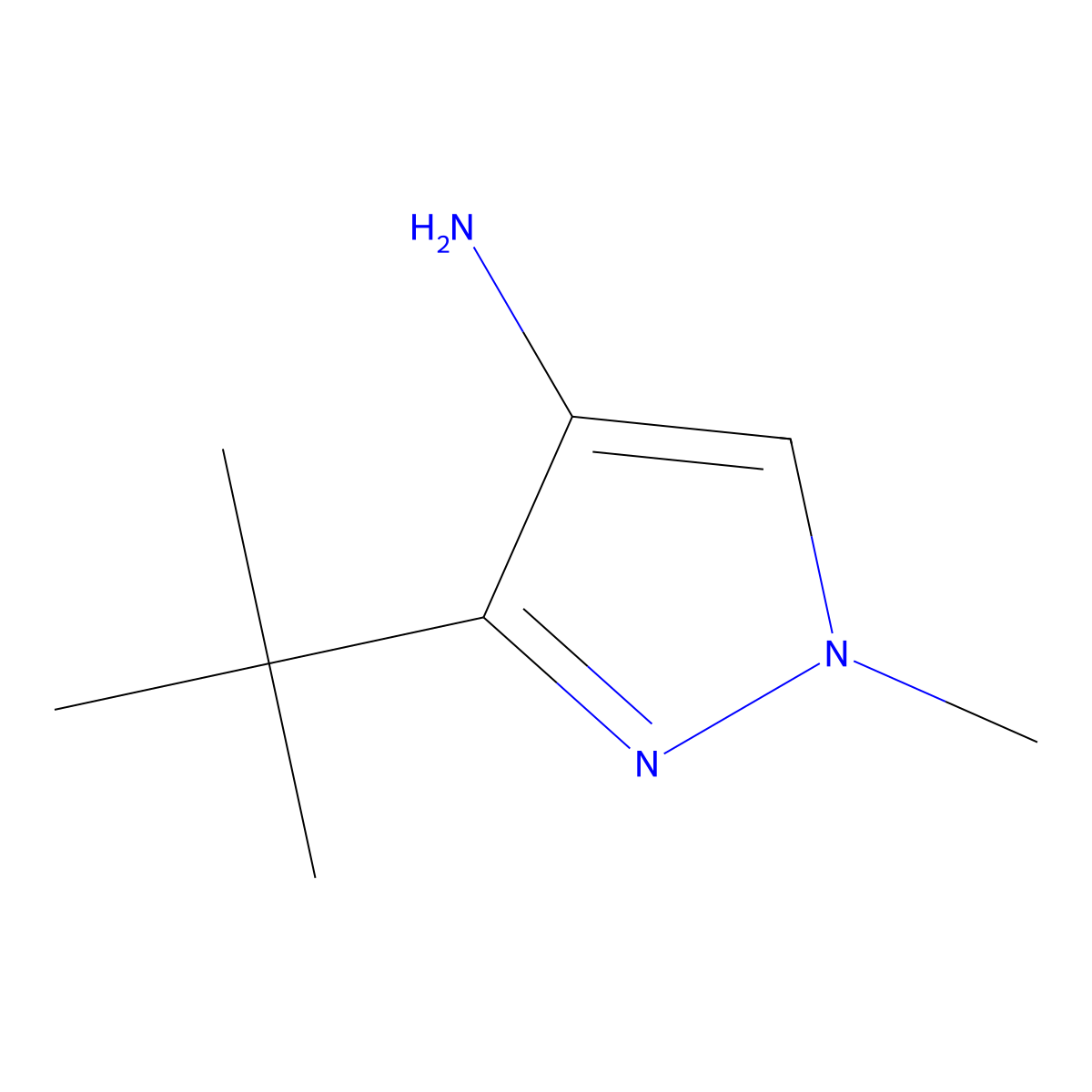 3-Tert-butyl-1-methyl-1H-pyrazol-4-amine molecular structure, CAS 1535402-48-2