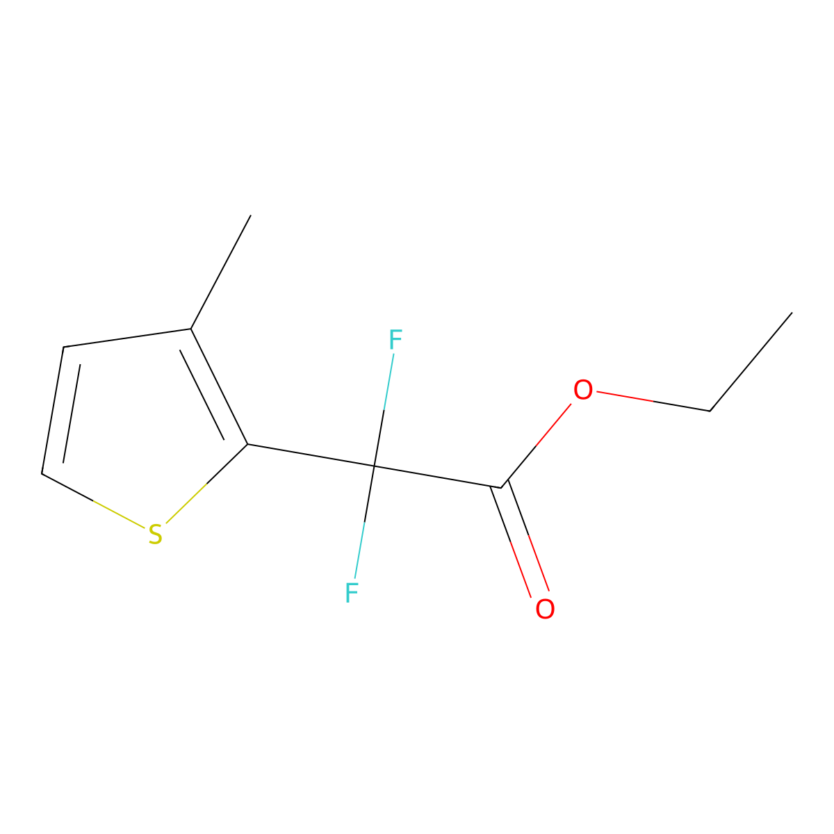 Ethyl 2,2-difluoro-2-(3-methylthiophen-2-yl)acetate molecular structure, CAS 1535415-75-8