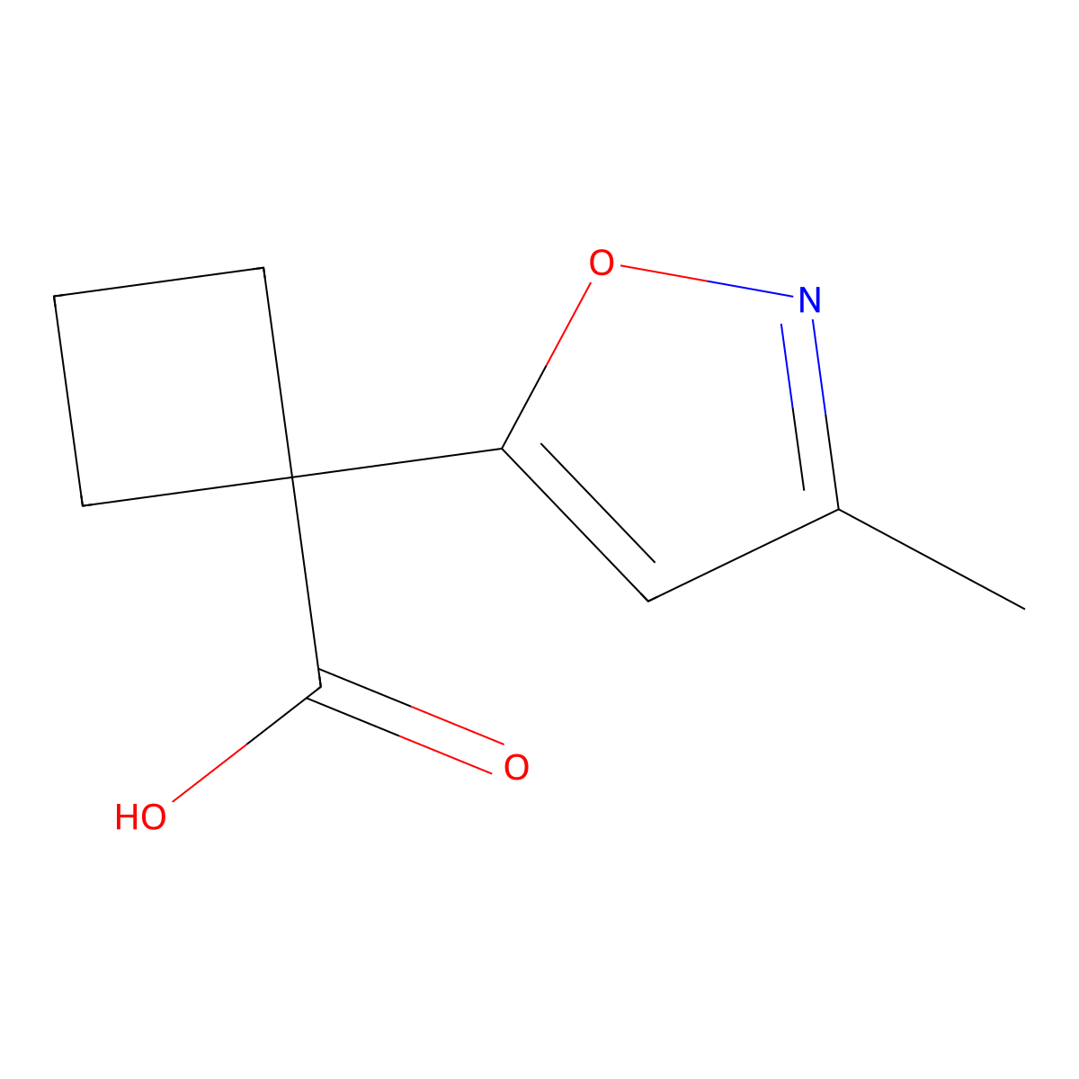 1-(3-Methylisoxazol-5-yl)cyclobutanecarboxylic acid molecular structure, CAS 1535427-10-1