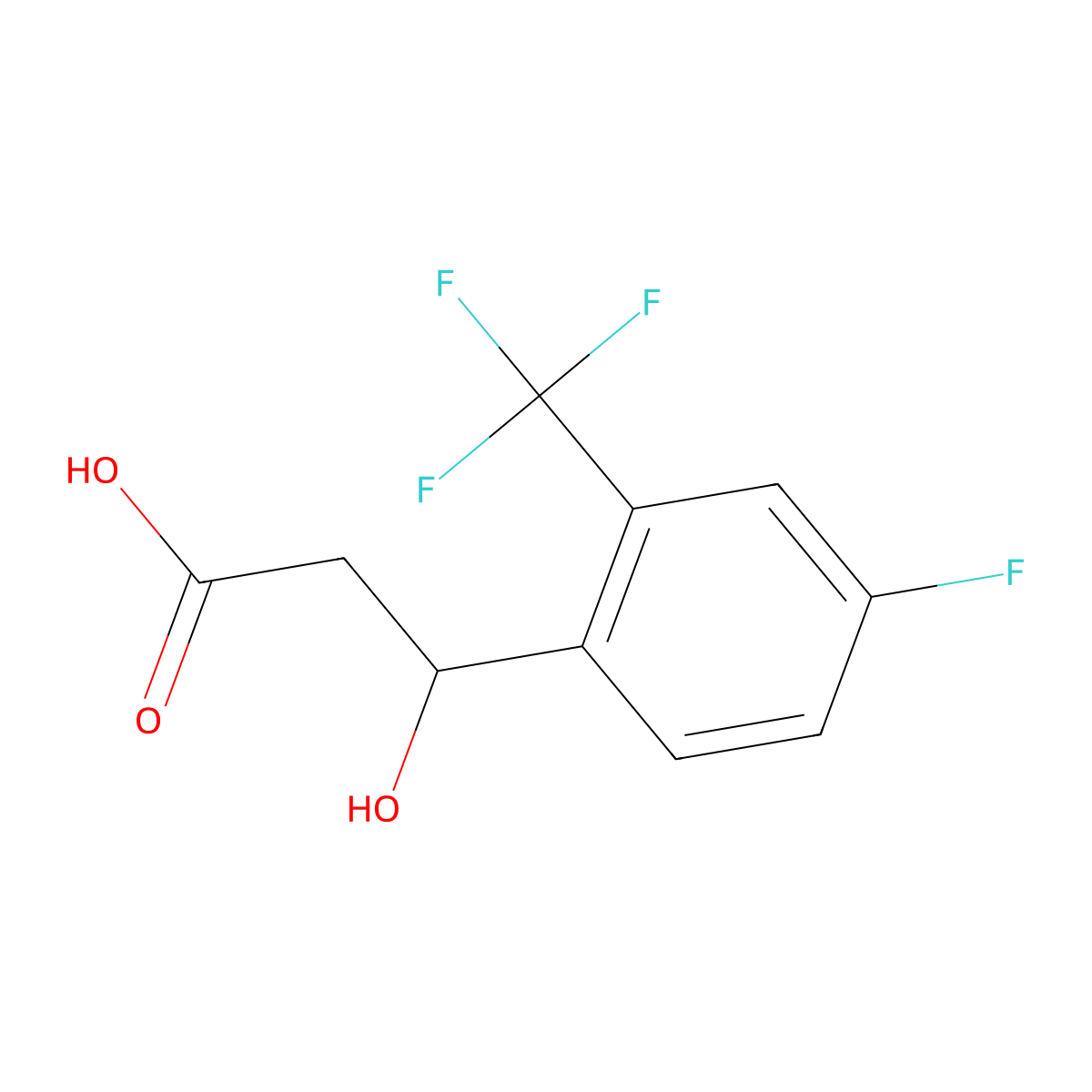 3-[4-Fluoro-2-(trifluoromethyl)phenyl]-3-hydroxypropanoic acid molecular structure, CAS 1535450-78-2