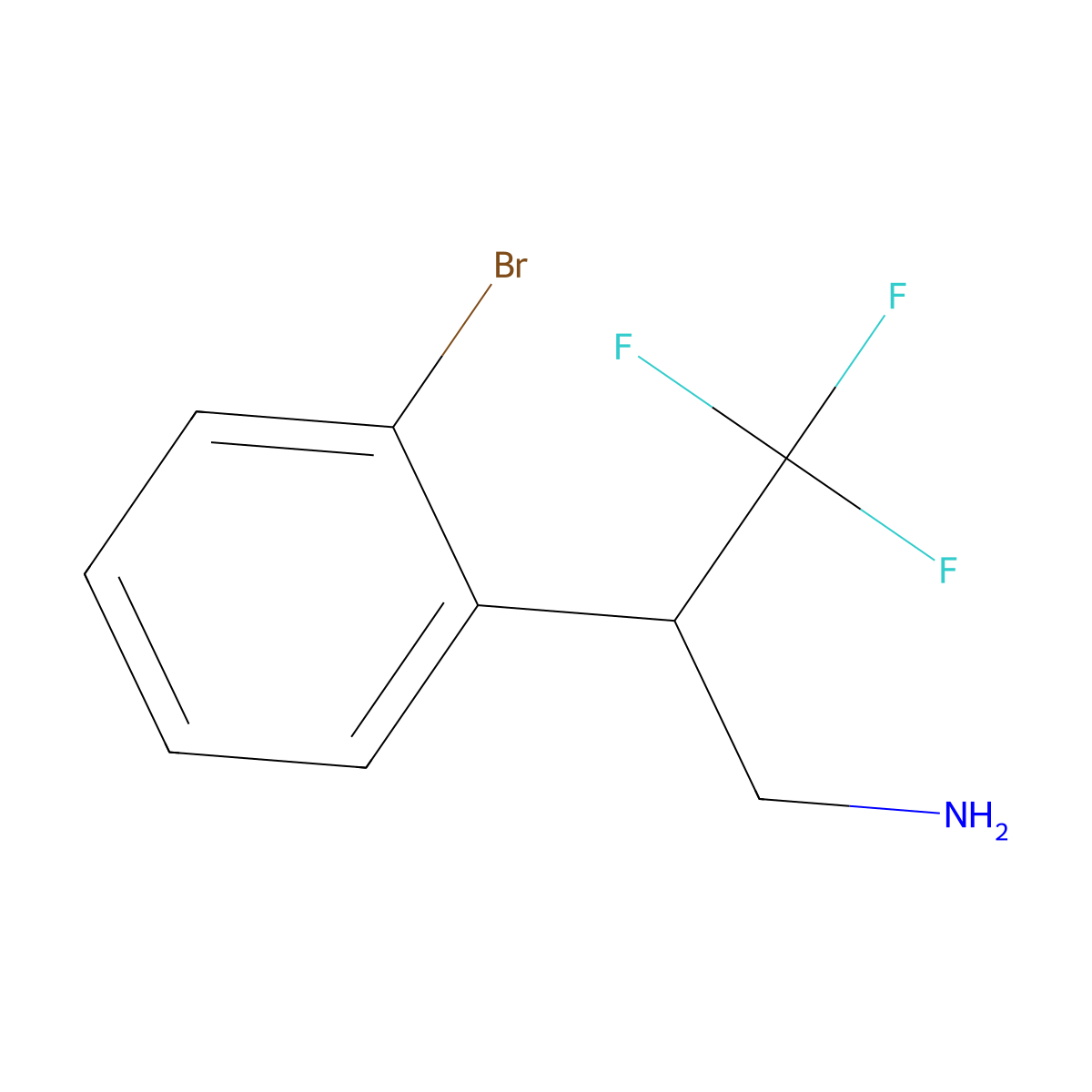 2-(2-Bromophenyl)-3,3,3-trifluoropropan-1-amine molecular structure, CAS 1535453-15-6