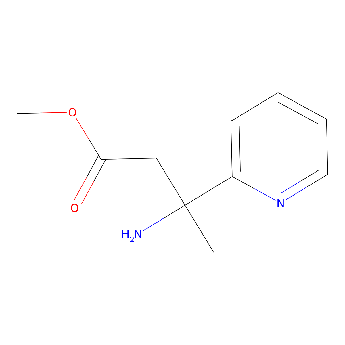 Methyl 3-amino-3-(pyridin-2-yl)butanoate molecular structure, CAS 1535472-07-1