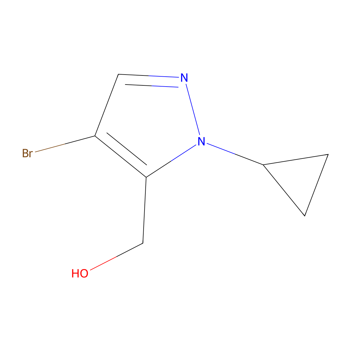 (4-Bromo-1-cyclopropyl-1H-pyrazol-5-YL)methanol molecular structure, CAS 1535473-53-0