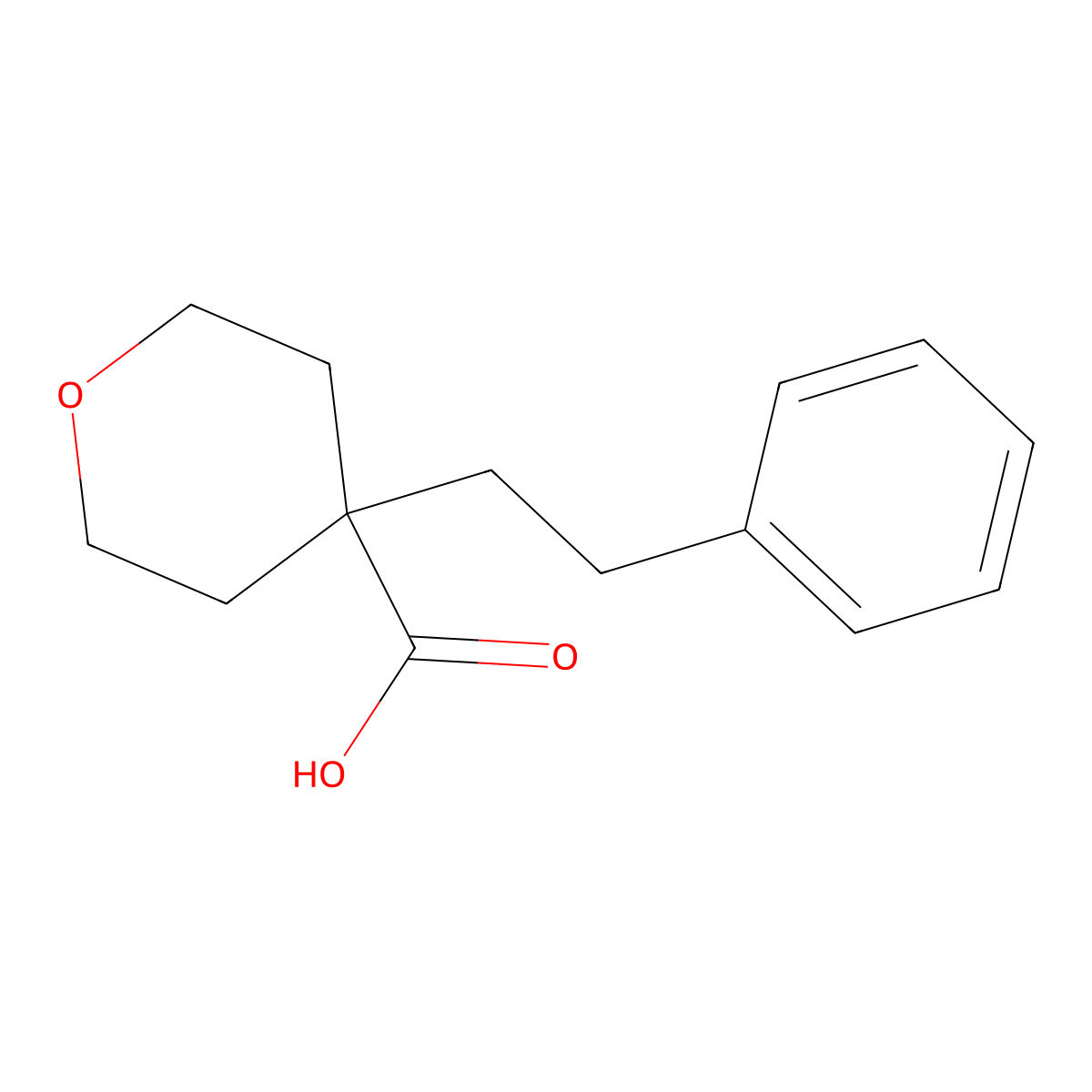 4-Phenethyltetrahydro-2h-pyran-4-carboxylic acid molecular structure, CAS 1535480-24-0