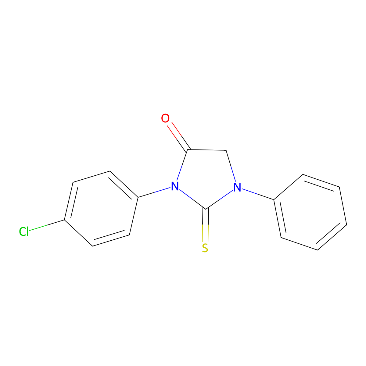 3-(4-Chlorophenyl)-1-phenyl-2-sulfanylideneimidazolidin-4-one molecular structure, CAS 15355-80-3