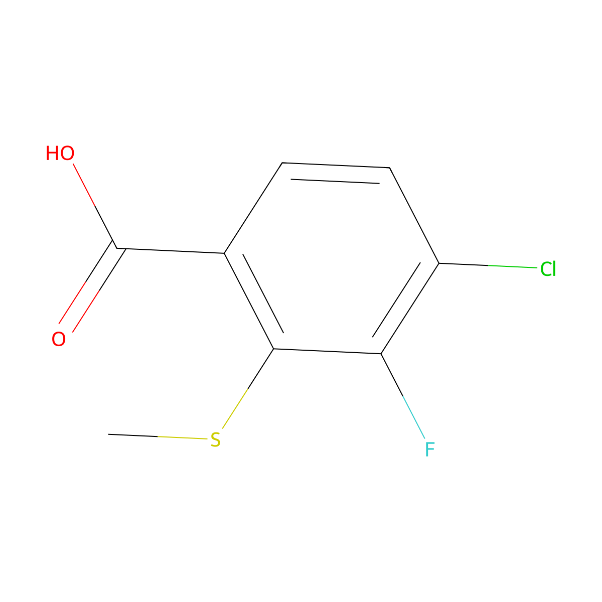 4-Chloro-3-fluoro-2-methylsulphenylbenzoic acid molecular structure, CAS 153556-34-4
