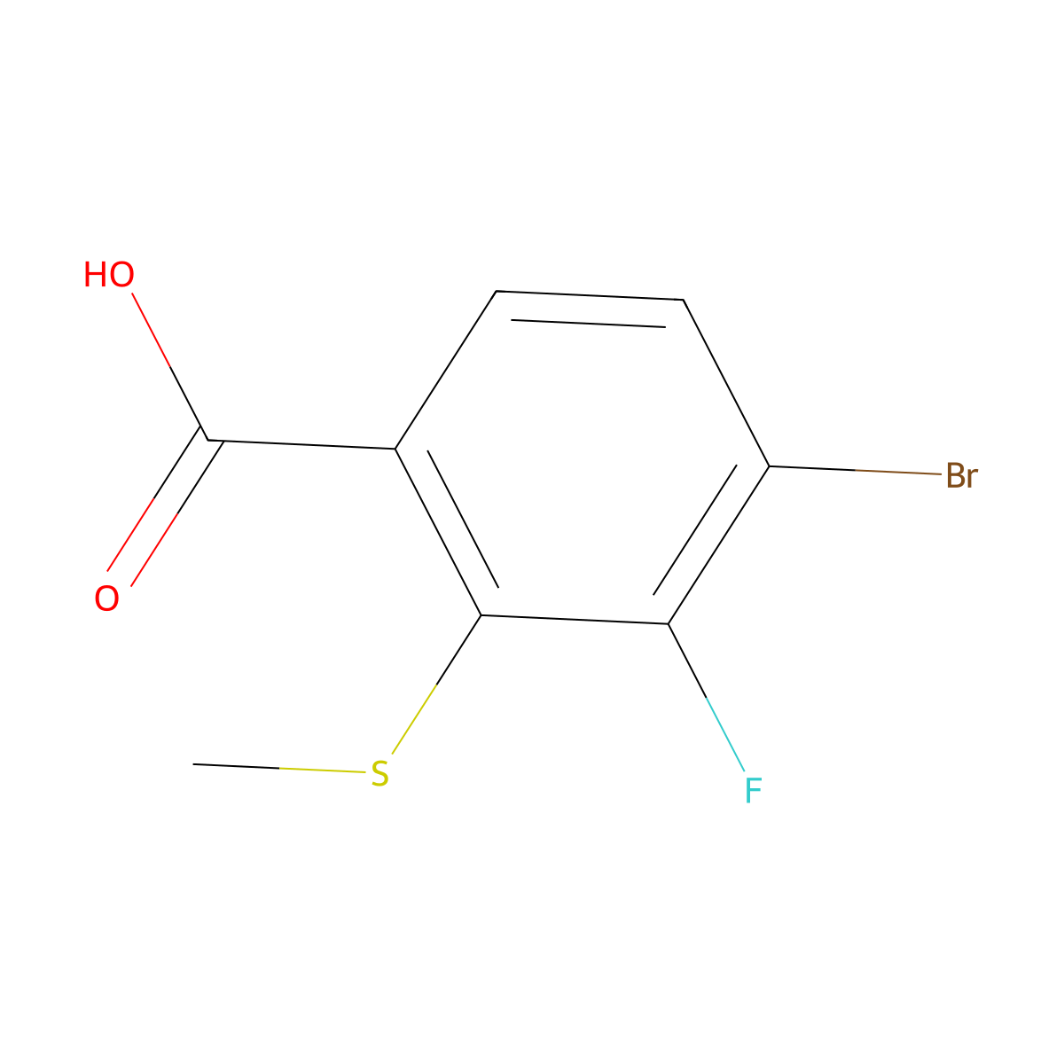 4-Bromo-3-fluoro-2-(methylthio)benzoic acid molecular structure, CAS 153556-43-5
