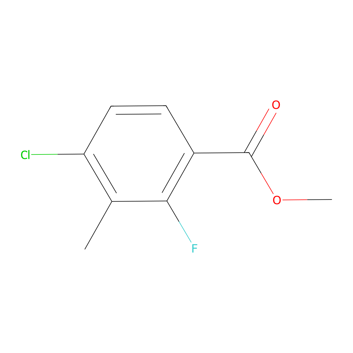Methyl 4-chloro-2-fluoro-3-methylbenzoate molecular structure, CAS 153556-53-7