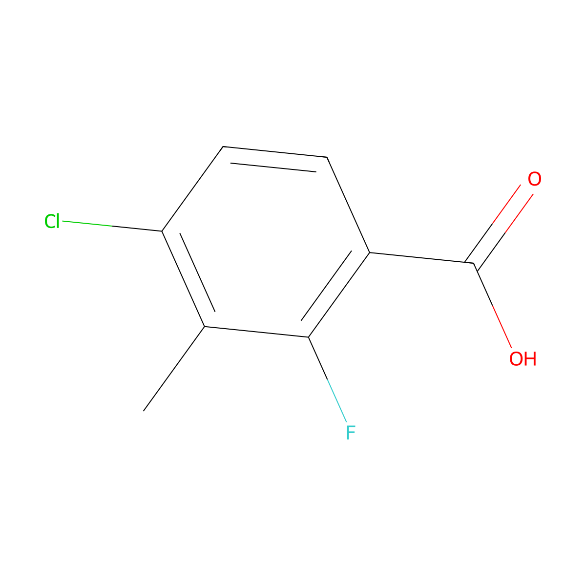 4-Chloro-2-fluoro-3-methylbenzoic acid molecular structure, CAS 153556-55-9