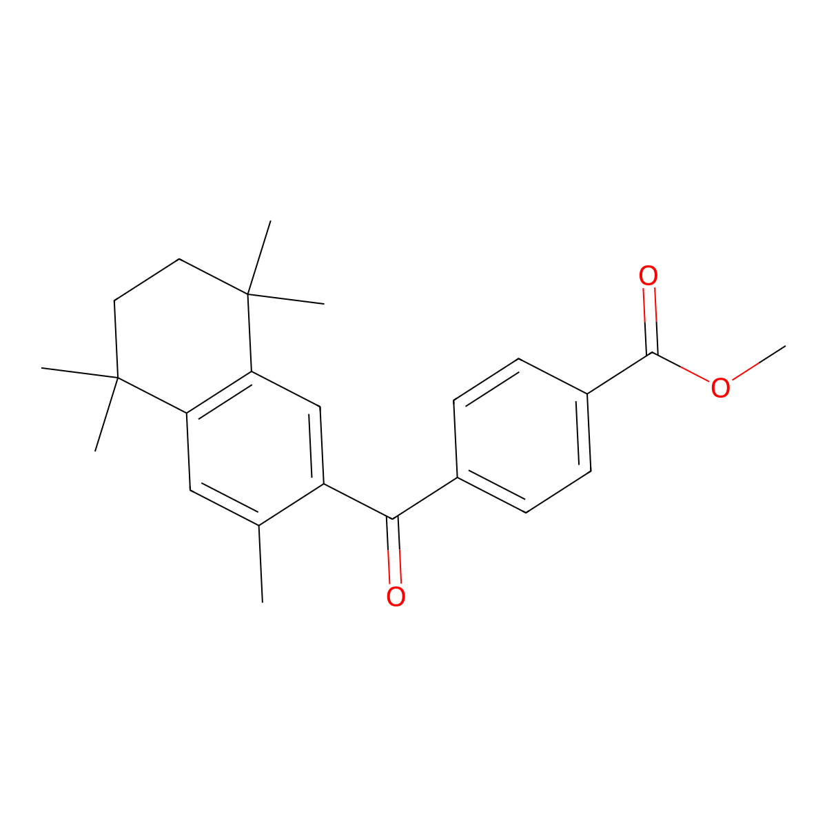 Methyl 4-(3,5,5,8,8-pentamethyl-5,6,7,8-tetrahydronaphthalene-2-carbonyl)benzoate molecular structure, CAS 153559-45-6
