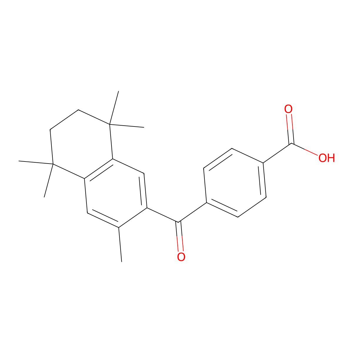 4-(3,5,5,8,8-Pentamethyl-5,6,7,8-tetrahydronaphthalene-2-carbonyl)benzoic acid molecular structure, CAS 153559-46-7