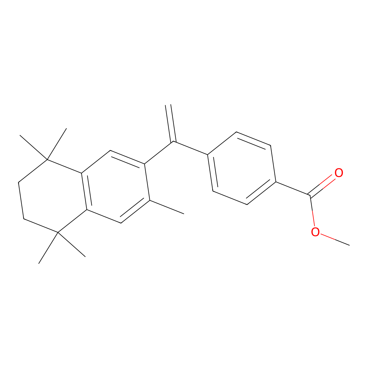 Methyl 4-(1-(3,5,5,8,8-pentamethyl-5,6,7,8-tetrahydronaphthalen-2-yl)vinyl)benzoate molecular structure, CAS 153559-48-9