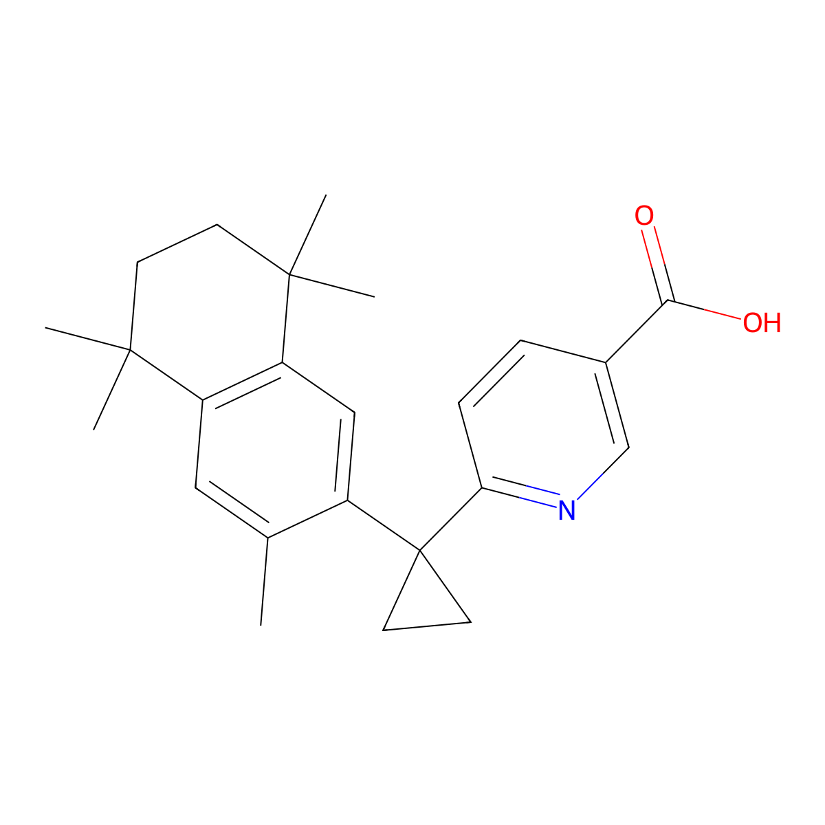 6-(1-(5,6,7,8-Tetrahydro-3,5,5,8,8-pentamethyl-2-naphthalenyl)cyclopropyl)-3-pyridinecarboxylic acid molecular structure, CAS 153559-76-3